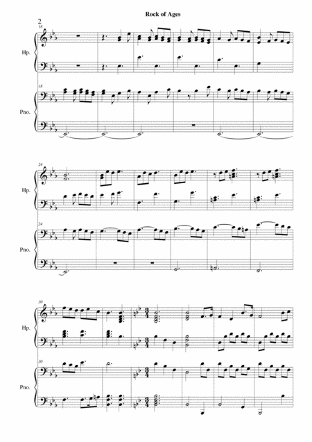 Rock Of Ages Pedal Harp Piano Duet Page 2