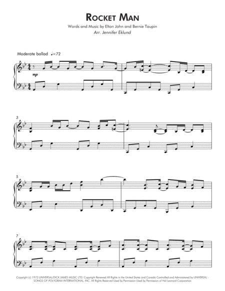 Rocket Man Early Intermediate Piano Page 2