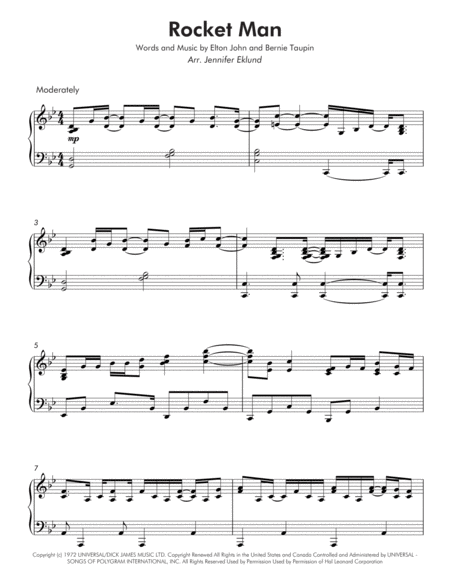 Rocket Man I Think Its Gonna Be A Long Long Time Late Intermediate Piano Page 2