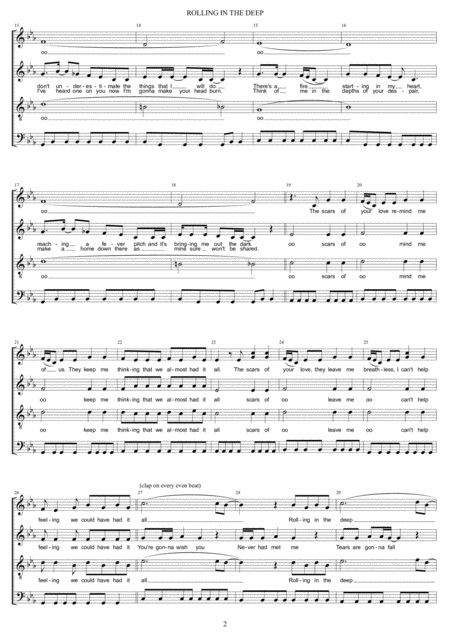 Rolling In The Deep Satb A Cappella Page 2