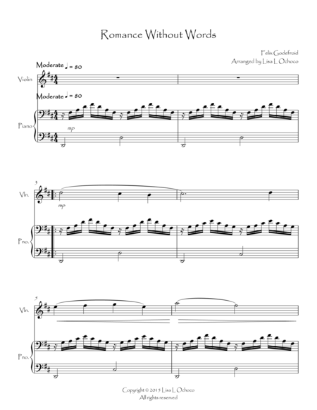 Romance Without Words For Violin And Piano Page 2