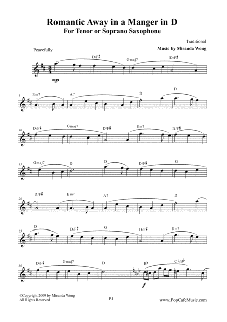 Romantic Away In A Manger Tenor Or Soprano Saxophone Solo Page 2