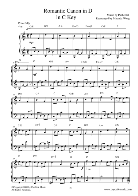 Romantic Canon In D In C Key Page 2