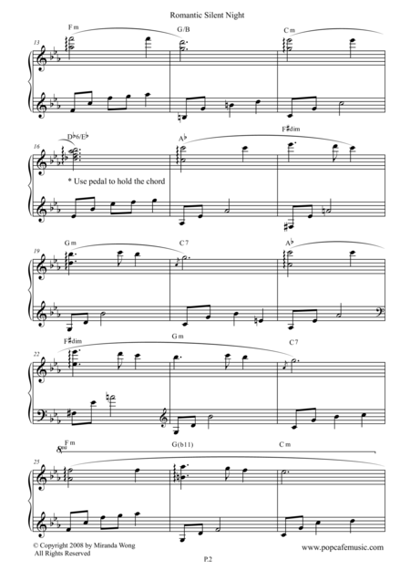 Romantic Silent Night Piano Solo Page 2