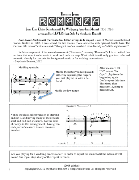 Romanza From Eine Kleine Nachtmusik Lever Harp Version Page 2