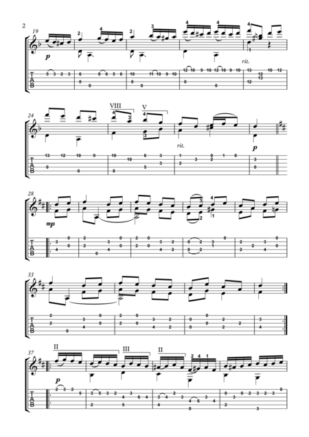 Rondo Alla Turca Classical Guitar Solo Page 2