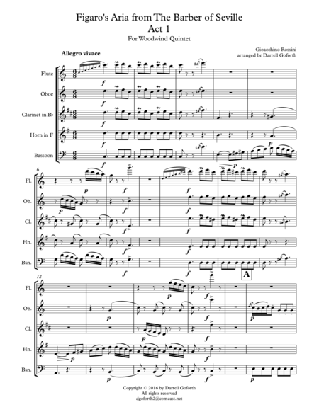 Rossini Figaros Aria From The Barber Of Seville For Woodwind Quintet Page 2