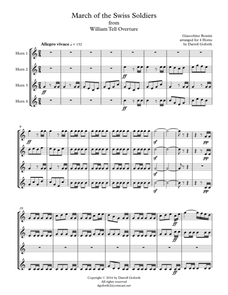 Rossini March Of The Swiss Soldiers From William Tell Overture For Horn Quartet Page 2