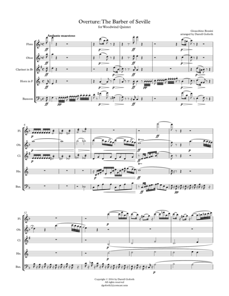 Rossini The Barber Of Seville Overture Arranged For Woodwind Quintet In F Major Page 2