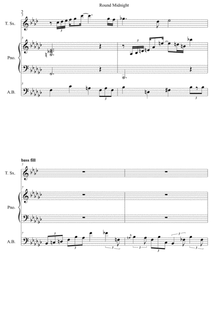 Round Midnightt Monk Score And Individual Parts Tenor Sax Piano Bass Page 2