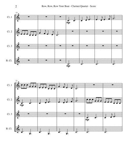 Row Row Row Your Boat For Clarinet Quartet Page 2