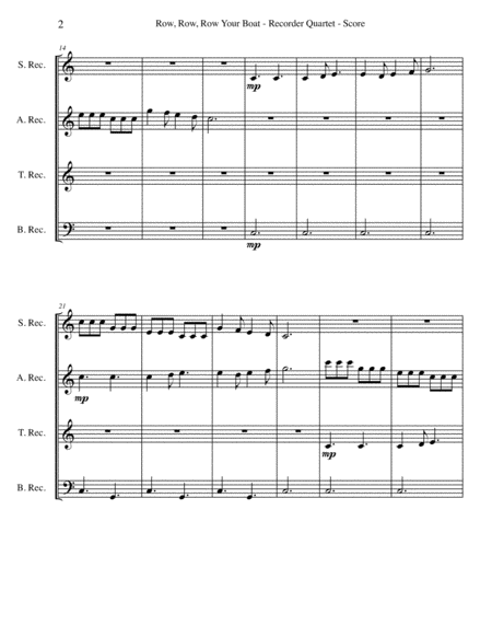 Row Row Row Your Boat For Recorder Quartet Page 2
