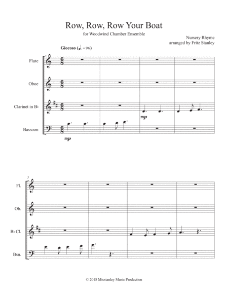 Row Row Row Your Boat Woodwind Chamber Ensemble Page 2