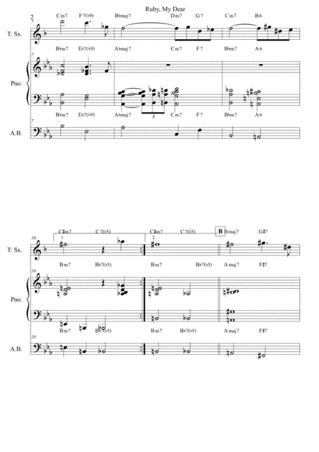 Ruby My Deart Monk Score And Individual Parts Tenor Sax Piano Bass Page 2