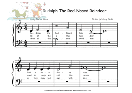 Rudolph The Red Nosed Reindeer Big Notes And Lyrics Page 2