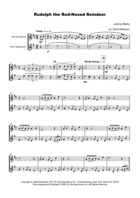 Rudolph The Red Nosed Reindeer For Alto And Tenor Saxophone Duet Page 2