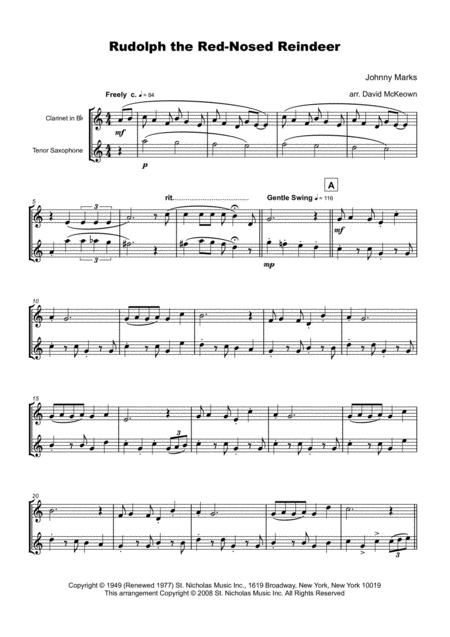 Rudolph The Red Nosed Reindeer For Clarinet And Tenor Saxophone Duet Page 2