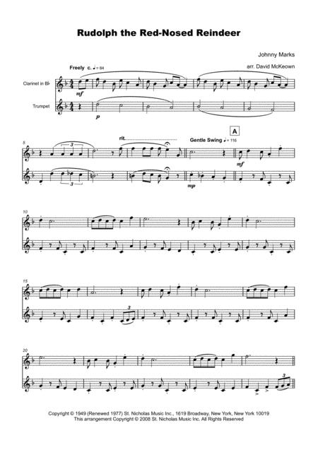 Rudolph The Red Nosed Reindeer For Clarinet And Trumpet Duet Page 2