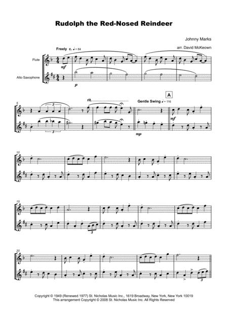 Rudolph The Red Nosed Reindeer For Flute And Alto Saxophone Duet Page 2