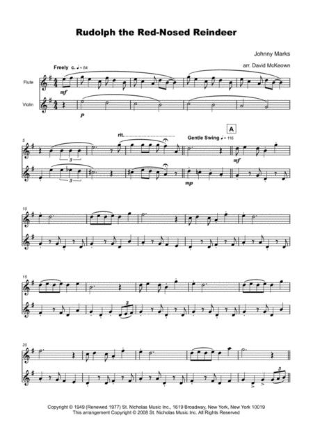 Rudolph The Red Nosed Reindeer For Flute And Violin Duet Page 2