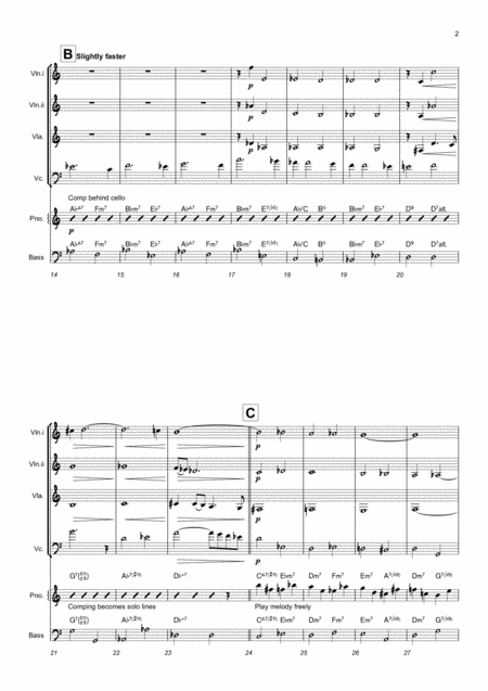 Runs In The Park Near Horizons Mov Ii For String Quartet With Jazz Piano And Bass Page 2