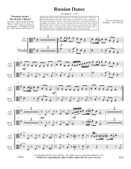 Russian Dance Tchaikovsky Arrangements Level 1 6 For Viola Written Acc Page 2