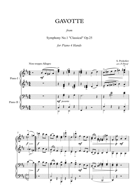 S Prokofiev Gavotte From Symphony No 1 Classical Piano 4 Hands Page 2