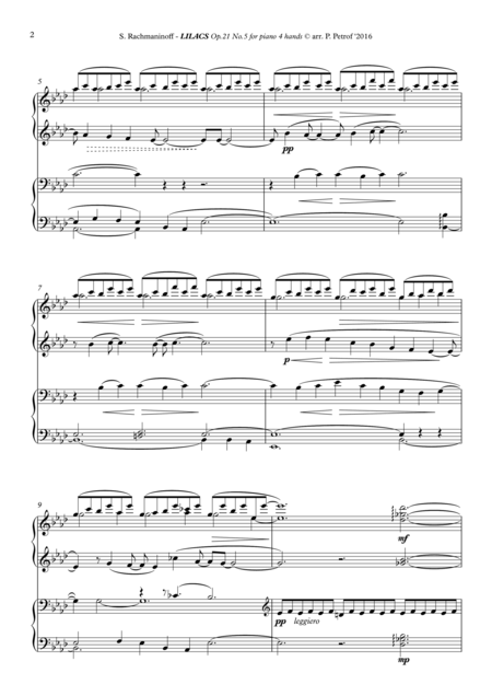 S Rachmaninoff Lilacs Op 21 No 5 For Piano 4 Hands Page 2