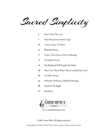 Sacred Simplicity Songbook Page 2