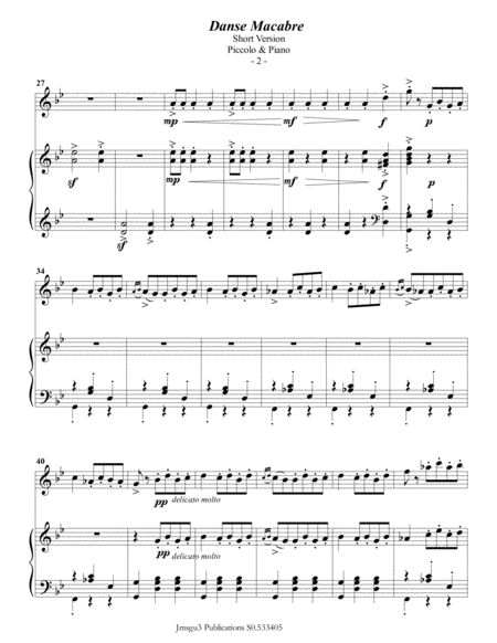 Saint Sans Danse Macabre For Piccolo Piano Short Version Page 2