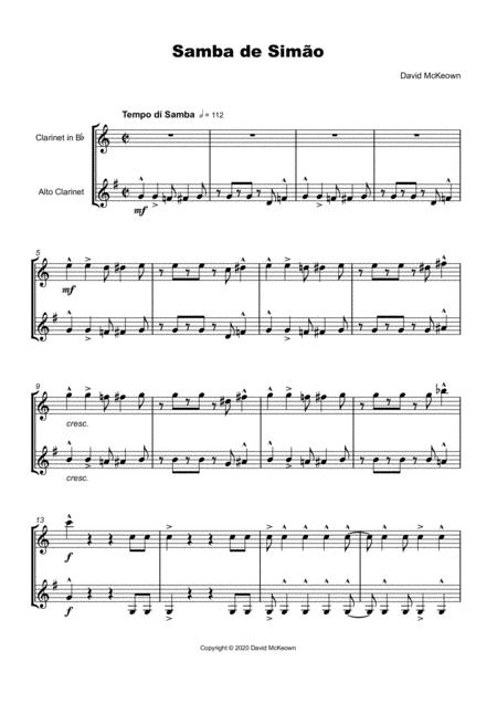 Samba De Simo For Clarinet And Alto Clarinet Duet Page 2