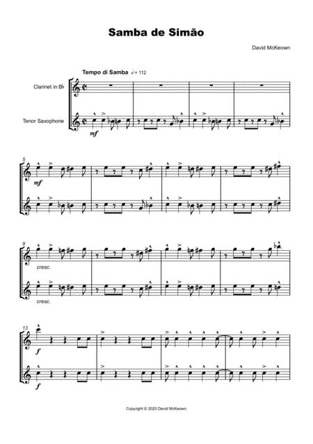 Samba De Simo For Clarinet And Tenor Saxophone Duet Page 2