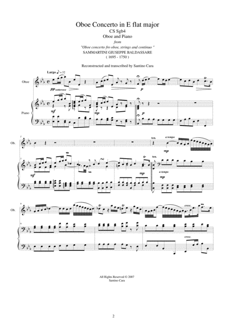 Sammartini Concerto In E Flat Major Cssgb4 For Oboe And Piano Page 2