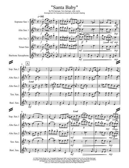 Santa Baby For Saxophone Quartet Satb Or Aatb Page 2