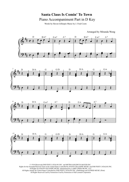 Santa Claus Is Comin To Town Cello And Piano Accompaniment Part With Chords Page 2