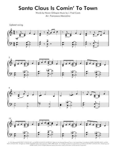 Santa Claus Is Comin To Town Early Intermediate Jazz Piano Page 2