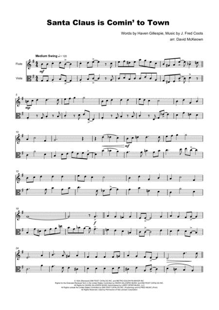 Santa Claus Is Comin To Town For Flute And Viola Duet Page 2