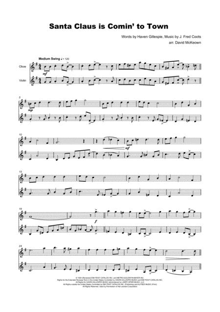 Santa Claus Is Comin To Town For Oboe And Violin Duet Page 2