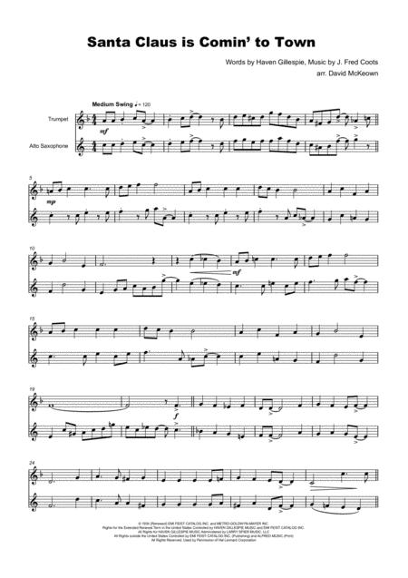 Santa Claus Is Comin To Town For Trumpet And Alto Saxophone Duet Page 2