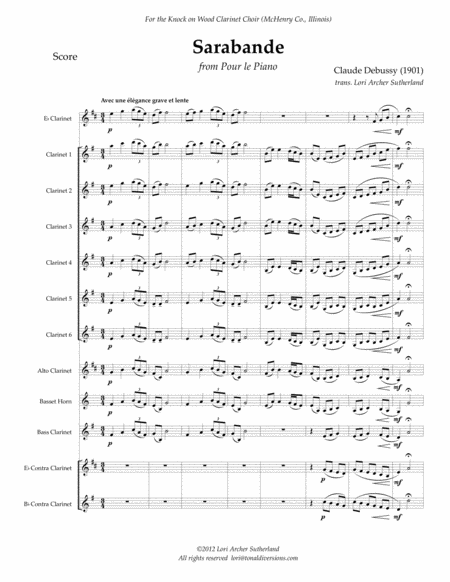 Sarabande From Pour Le Piano For Clarinet Choir Page 2