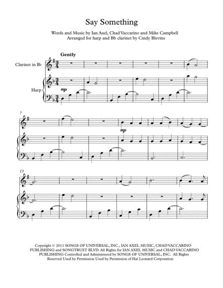 Say Something Arranged For Harp And Bb Clarinet Page 2