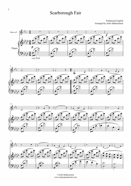 Scarborough Fair Horn Piano Page 2