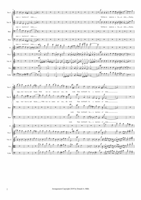 Scarborough Fair Ttbb Strings And Flute Page 2
