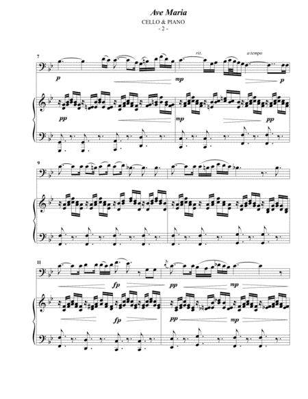 Schubert Ave Maria For Cello Piano Page 2