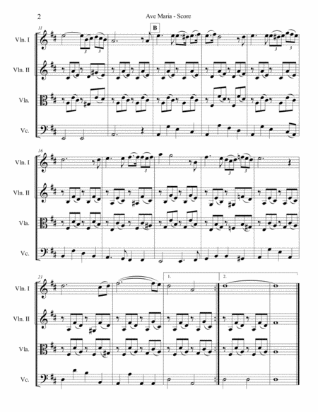 Schubert Ave Maria For String Quartet Page 2