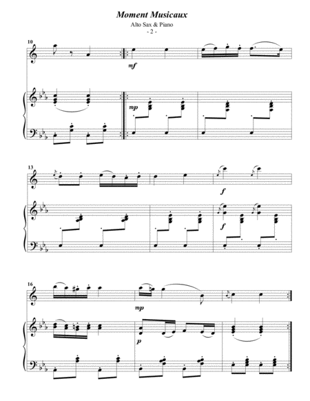 Schubert Moment Musicaux For Alto Sax Piano Page 2