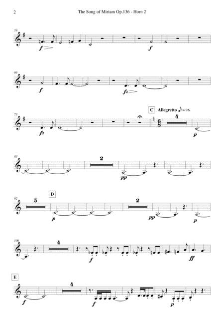 Schubert The Song Of Miriam Op 136 Horn 2 Page 2