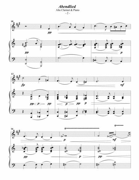 Schumann Abendlied For Alto Clarinet Piano Page 2