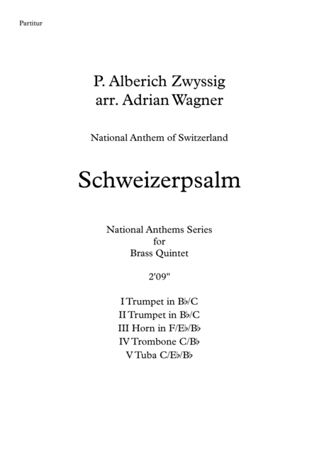 Schweizerpsalm National Anthem Of Switzerland Brass Quintet Arr Adrian Wagner Page 2