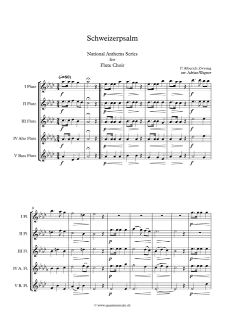 Schweizerpsalm National Anthem Of Switzerland Flute Choir Arr Adrian Wagner Page 2